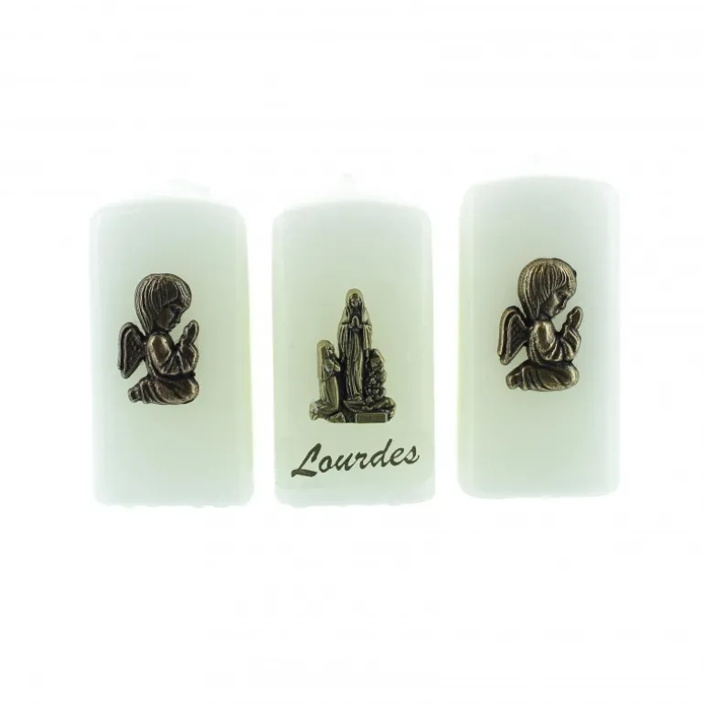 Palais du Rosaire Lot de 3 bougies Apparition et Anges 6x3cm^ Bougie De Dévotion