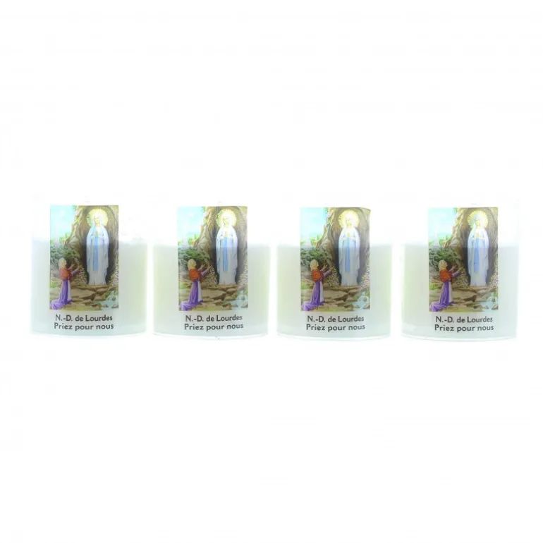 Palais du Rosaire Lot de 4 bougies blanches Notre Dame de Lourdes 6cm 20h^ Bougie Votive