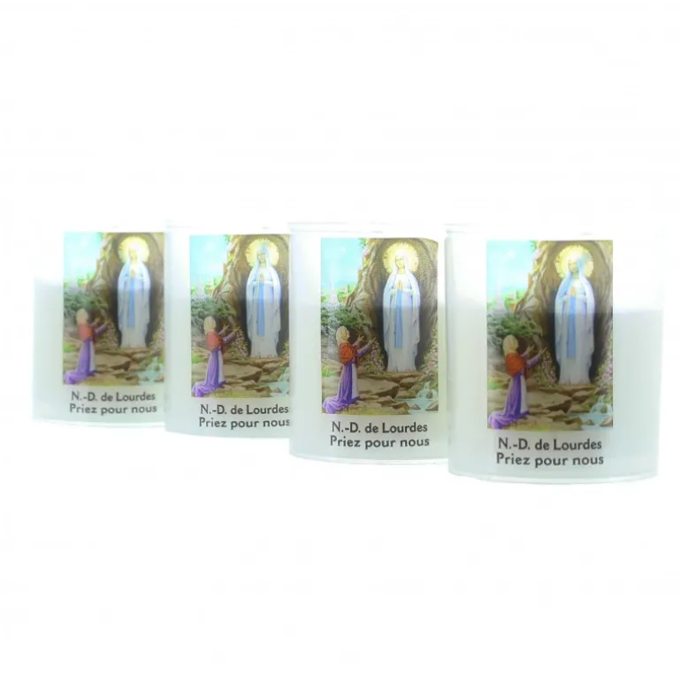 Palais du Rosaire Lot de 4 bougies blanches Notre Dame de Lourdes 6cm 20h^ Bougie Votive