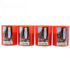 Palais du Rosaire Lot de 4 bougies veilleuses rouges Notre Dame de Lourdes 6cm 20h^ Bougie Votive