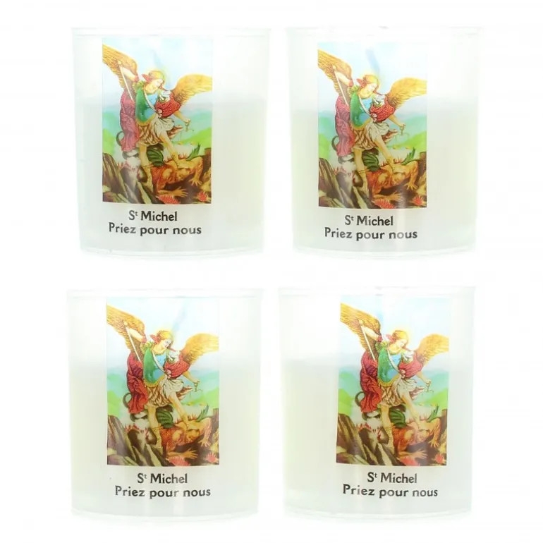 Palais du Rosaire Lot de 4 bougies veilleuses de Saint Michel 20h 6cm^ Bougie Votive