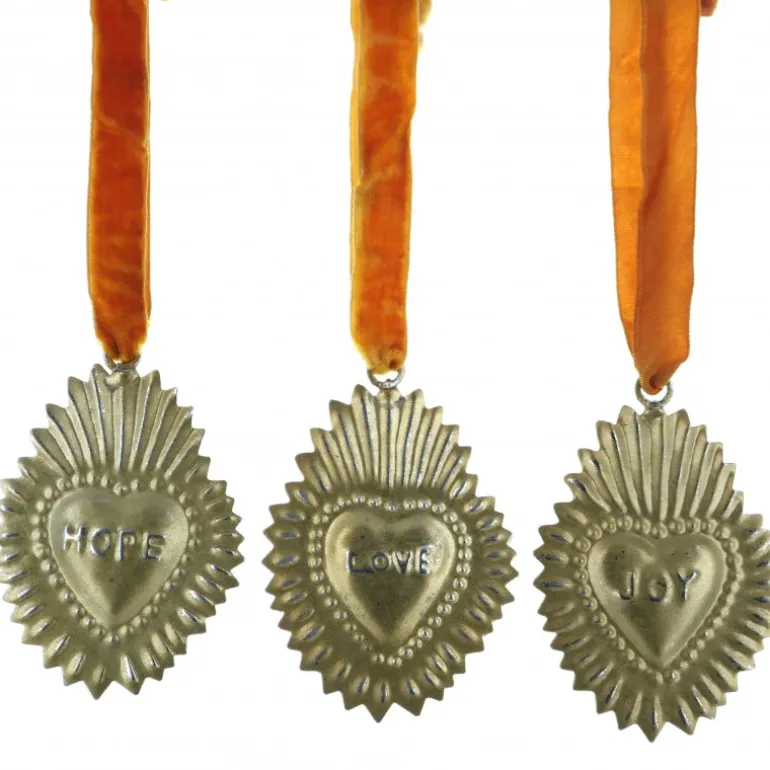 Palais du Rosaire Lot de 3 Ex-voto à suspendre - Love, hope, joy - 8 cm^ Ex-Voto | Cadre Religieux