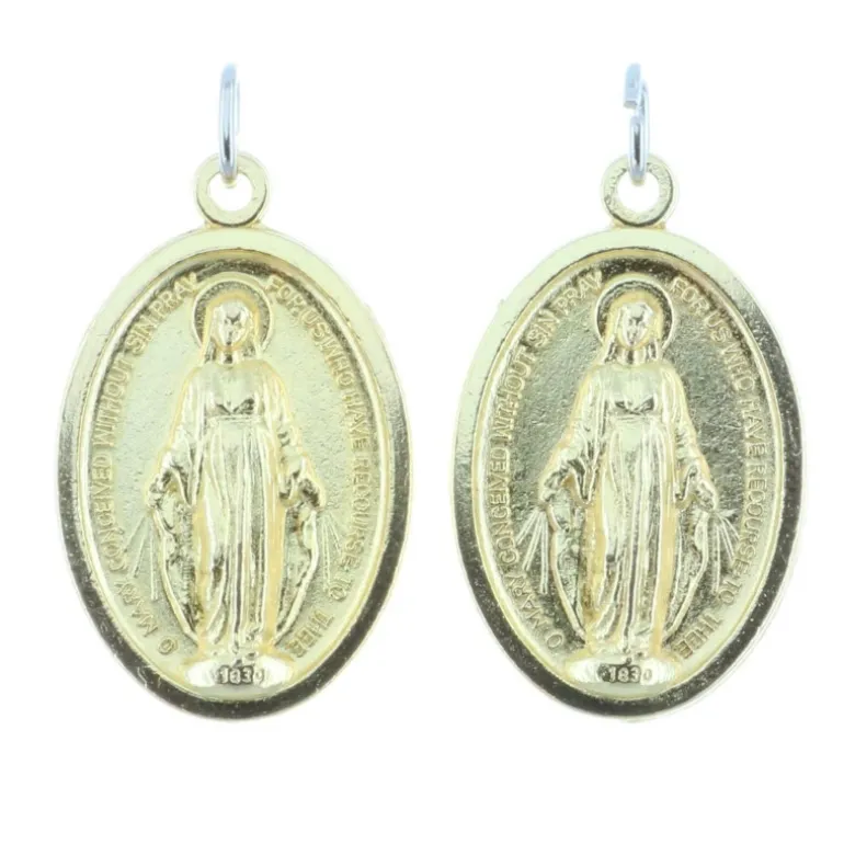 Palais du Rosaire Lot de 2 médailles de la Vierge Miraculeuse en métal doré 20mm^ Médaille Miraculeuse | Médaille Et Croix Métal