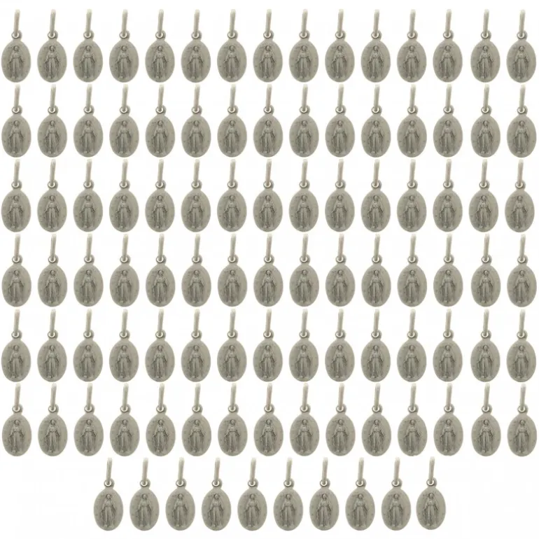 Palais du Rosaire Lot de 100 Médailles Miraculeuse en Métal Argenté 11mm^ Communion | Médaille Et Croix Métal