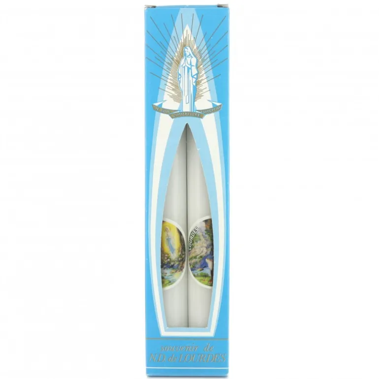 Palais du Rosaire Lot de deux bougies de l'Apparition de Lourdes 18cm^ Bougie De Dévotion