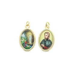Palais du Rosaire Lot de deux médailles dorées de Bernadette et l'Apparition 20mm^ Médaille Et Croix Métal