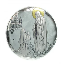 Palais du Rosaire Magnet de l'Apparition en metal argenté et finition dorée 4cm^ Cadre Religieux