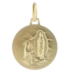 Palais du Rosaire Médaille 2 tons Plaqué Or double face Vierge Marie et Apparition^ Médaille De La Vierge | Médaille Et Croix Plaqué Or