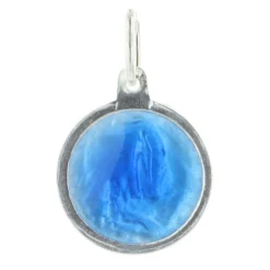 Palais du Rosaire Médaille Argent de la Vierge Marie émaillée bleue^ Médaille De La Vierge | Médaille Et Croix Argent