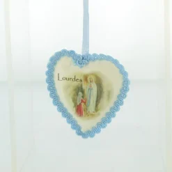 Palais du Rosaire Médaille berceau et coeur en tissu bleu^ Baptême | Médaille De Berceau