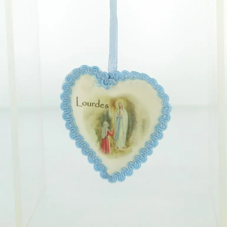 Palais du Rosaire Médaille berceau et coeur en tissu bleu^ Baptême | Médaille De Berceau