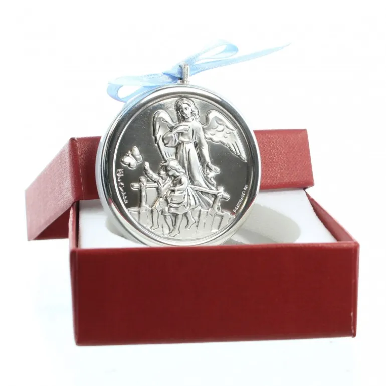 Palais du Rosaire Médaille de berceau bleue de l'Ange gardien^ Baptême | Médaille De Berceau