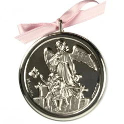 Palais du Rosaire Médaille de berceau rose de l'Ange gardien protecteur^ Baptême | Médaille De Berceau