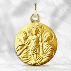 Palais du Rosaire Médaille de la Sainte Famille en Plaqué Or^ Médaille De Saint | Médaille Et Croix Plaqué Or