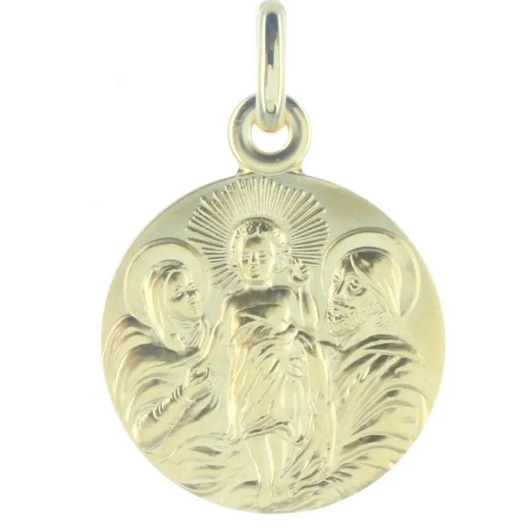 Palais du Rosaire Médaille de la Sainte Famille en Plaqué Or^ Médaille De Saint | Médaille Et Croix Plaqué Or