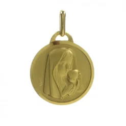 Palais du Rosaire Médaille de la Vierge à l'enfant en Plaqué Or 18mm^ Médaille Et Croix Plaqué Or