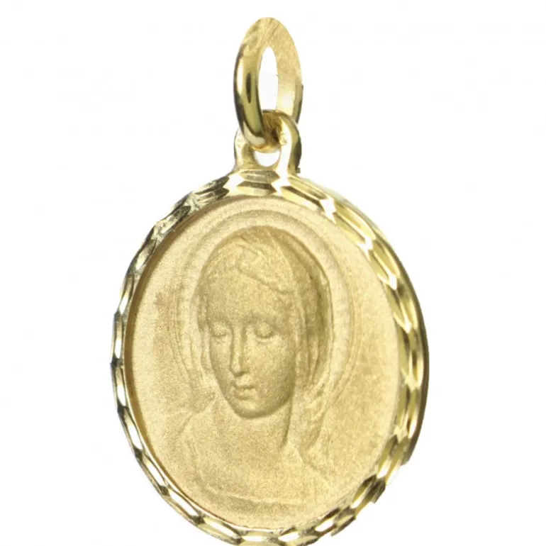Palais du Rosaire Médaille de la Vierge Amabilis en or 9K 17mm avec Gravure Personnalisée^ Médaille Et Croix Or