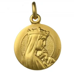 Palais du Rosaire Médaille de la Vierge couronnée en Plaqué Or^ Médaille De La Vierge | Médaille Et Croix Plaqué Or