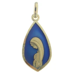 Palais du Rosaire Médaille de la Vierge Marie en Plaqué Or et fond bleu^ Médaille De La Vierge | Médaille Et Croix Plaqué Or