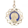 Palais du Rosaire Médaille de la Vierge Marie en Plaqué Or, contours dentelés et fond bleu 20mm^ Médaille De La Vierge | Médaille Et Croix Plaqué Or