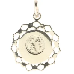 Palais du Rosaire Médaille de la Vierge Marie en Plaqué Or, contours dentelés et fond bleu 20mm^ Médaille De La Vierge | Médaille Et Croix Plaqué Or