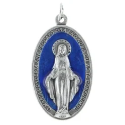 Palais du Rosaire Médaille de la Vierge Miraculeuse en métal et émaillée bleue 4cm^ Médaille Miraculeuse | Médaille Et Croix Métal