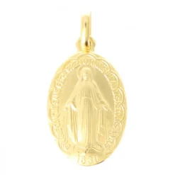 Palais du Rosaire Médaille de la Vierge Miraculeuse en Plaqué Or de 21mm^ Médaille Et Croix Plaqué Or