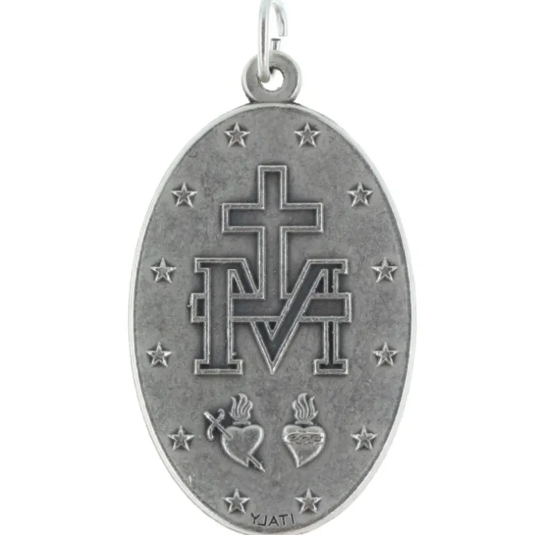 Palais du Rosaire Médaille de la Vierge Miraculeuse en métal et émaillée bleue 4cm^ Médaille Miraculeuse | Médaille Et Croix Métal