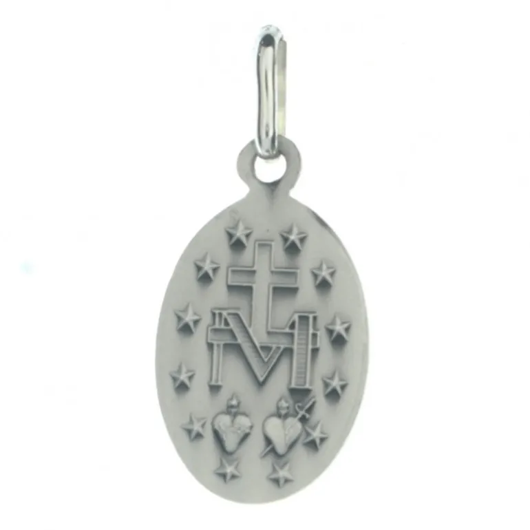 Palais du Rosaire Médaille de la Vierge Miraculeuse en argent émaillé bleu 17mm^ Médaille Miraculeuse | Médaille Et Croix Métal