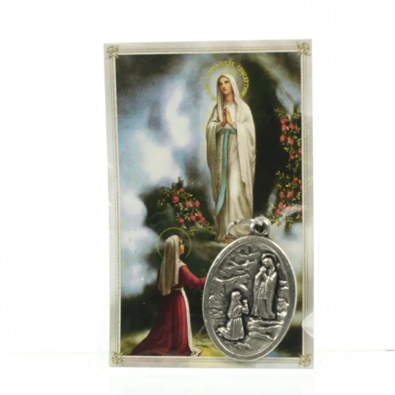 Palais du Rosaire Médaille de l'Appariton et de Bernadette en métal avec image^ Médaille Et Croix Métal