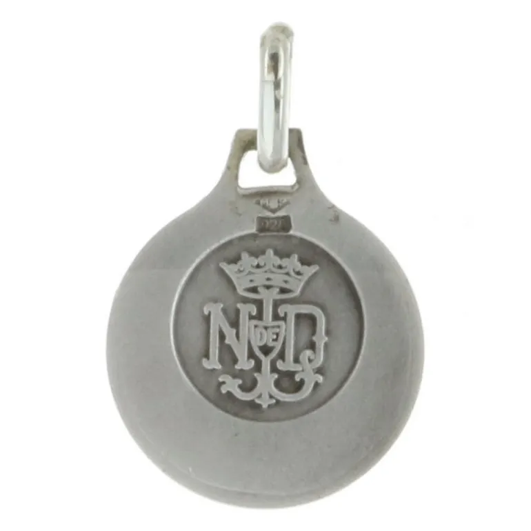 Palais du Rosaire Médaille de Lourdes en Argent aux contours diamantés 12mm^ Médaille De Lourdes | Médaille Et Croix Argent