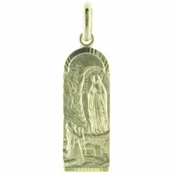 Palais du Rosaire Médaille de Lourdes Plaqué Or en forme d'ogive^ Médaille Et Croix Plaqué Or