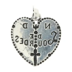 Palais du Rosaire Médaille de Notre Dame de Lourdes en forme de coeur en plaqué argent^ Médaille Et Croix Métal