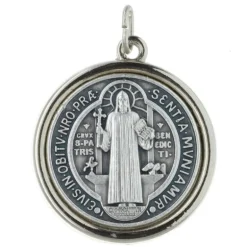 Palais du Rosaire Médaille de Saint Benoît en métal argenté 2cm^ Médaille De Saint | Médaille Et Croix Métal