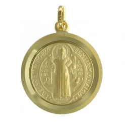 Palais du Rosaire Médaille de Saint Benoît en Or 20mm 9 carats^ Communion | Médaille De Saint