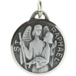 Palais du Rosaire Médaille de Saint Raphaël argentée^ Médaille Et Croix Métal