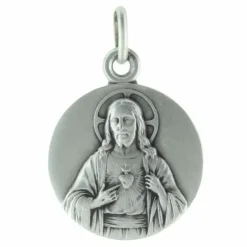 Palais du Rosaire Médaille du Sacré Coeur de Jésus en Argent^ Médaille Et Croix Argent