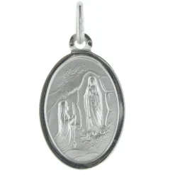 Palais du Rosaire Médaille en Argent double face Vierge Marie et Apparition de Lourdes 18mm^ Médaille De La Vierge | Médaille De Lourdes
