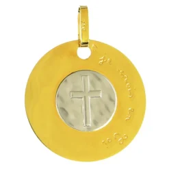 Palais du Rosaire Médaille en or 18 carats avec croix gravée "je crois en Toi" 18mm 1,32g avec Gravure Personnalisée^ Baptême | Communion