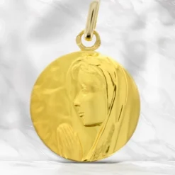 Palais du Rosaire Médaille en Or 18 Carats de la Vierge priante18mm^ Baptême | Médaille De La Vierge