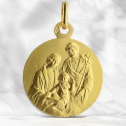 Palais du Rosaire Médaille en Or 9 carats de la Sainte Famille 18mm^ Baptême | Communion
