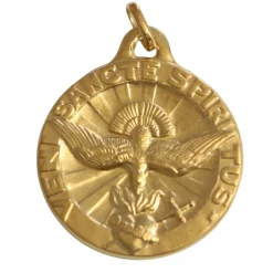 Palais du Rosaire Médaille en Or 9 carats Esprit Saint 20mm^ Baptême | Communion