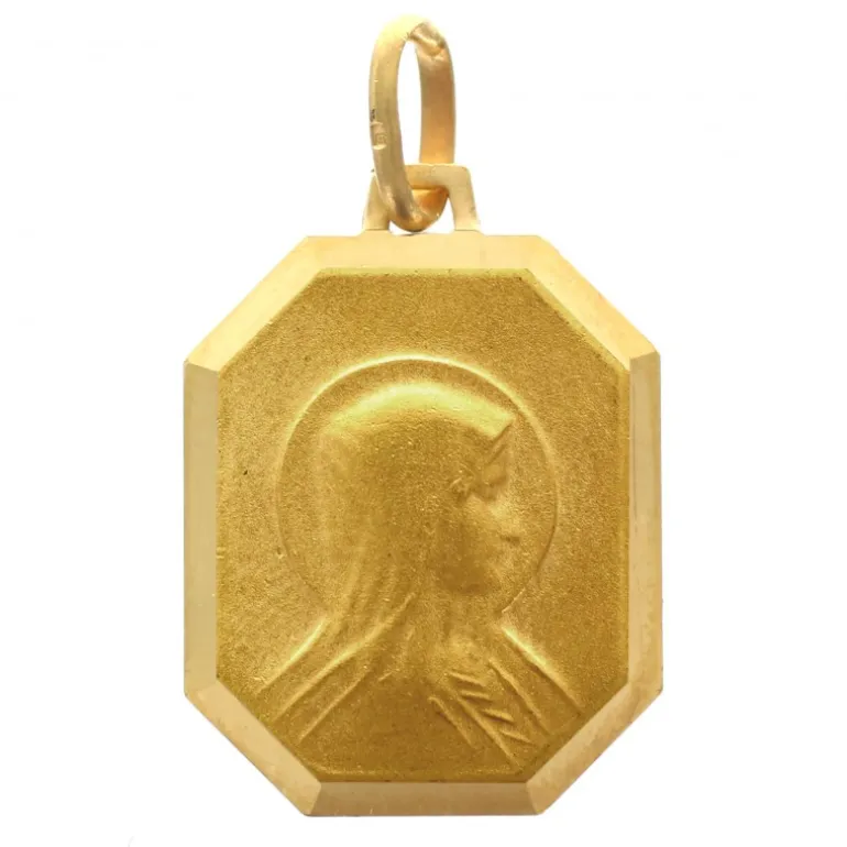 Palais du Rosaire Médaille en plaqué or double face Vierge de profil et Apparition 20 mm^ Médaille De Lourdes | Médaille Et Croix Plaqué Or
