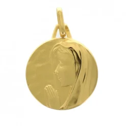 Palais du Rosaire Médaille en plaqué or 16mm avec Vierge de profil^ Médaille Et Croix Plaqué Or