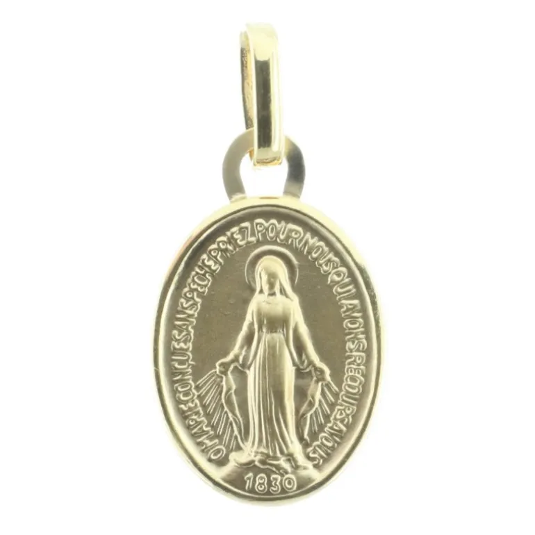 Palais du Rosaire Médaille Miraculeuse Or 18 carats bords polis 13mm^ Communion | Médaille Miraculeuse