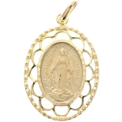 Palais du Rosaire Médaille Miraculeuse plaqué or 20mm avec effet dentelle^ Profession | Baptême