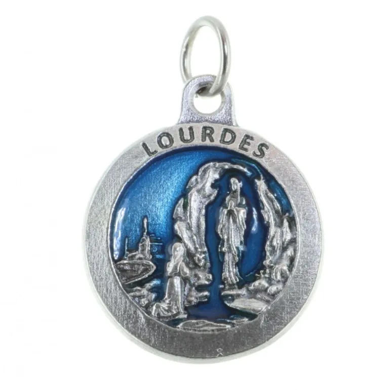 Palais du Rosaire Médaille métal de l'Apparition de Lourdes et portrait de Bernadette.^ Médaille Et Croix Métal