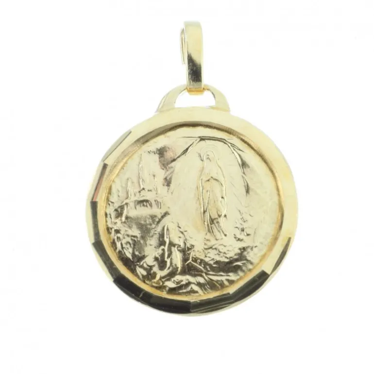 Palais du Rosaire Médaille métal doré Apparition de Lourdes et eau de Lourdes^ Médaille De Lourdes | Médaille Et Croix Métal