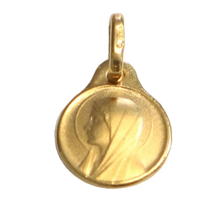 Palais du Rosaire Médaille Or 18 carats de la Vierge de profil 9mm avec Gravure Personnalisée^ Baptême | Communion