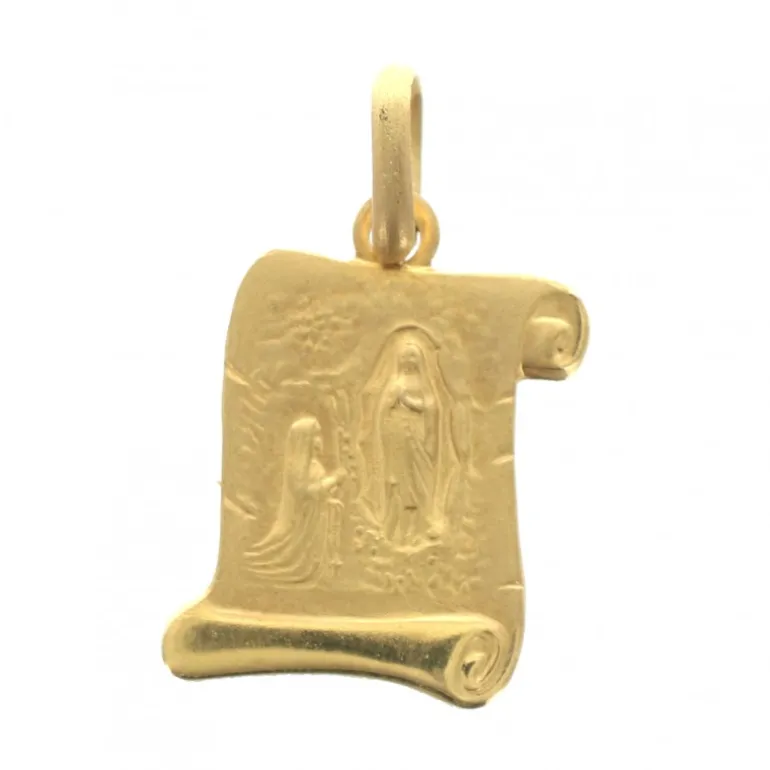 Palais du Rosaire Médaille parchemin en plaqué or 13mm avec Gravure Personnalisée^ Médaille De Saint | Médaille Et Croix Plaqué Or